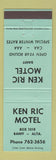 Matchbook Cover - Ken Ric Motel Banff AB