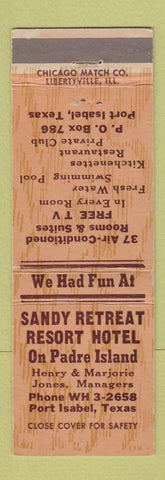 Matchbook Cover - Sandy Retreat Resort Hotel Port Isabel TX