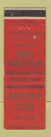 Matchbook Cover - Rodero Club Lewiston ID Sacajawea Lodge WORN
