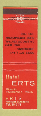 Matchbook Cover - Hotel Erts Spain WEAR