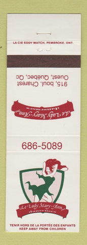 Matchbook Cover - Le Lady Mary Am Quebec QC strip club? Girlie