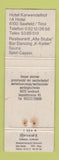 Matchbook Cover - Wilberger's Hotel Karwendelhof Seefeld Tirol
