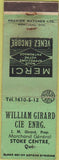 Matchbook Cover - Girard Cie Enrg Stoke Centre QC WEAR