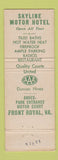 Matchbook Cover - Skyline Motor Hotel Front Royal VA WEAR