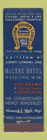 Matchbook Cover - McLure Hotel Wheeling WV WEAR