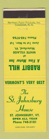 Matchbook Cover - St Johnsbury House VT Rabbit Hill Motor Inn Waterford VT