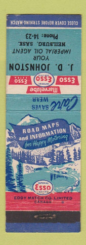Matchbook Cover - Esso oil gas JD Johnston Neilburg SK