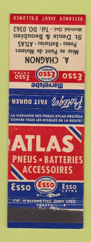 Matchbook Cover - Esso oil gas A Chagnon Montreal QC Atlas Tires