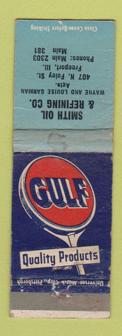 Matchbook Cover - Gulf oil gas Smith Freeport IL WORN