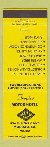 Matchbook Cover - Tropics Motor Hotel Modesto CA