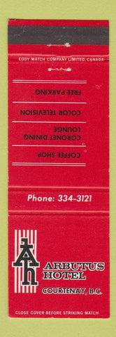 Matchbook Cover - Arbutus Hotel Courtenay BC
