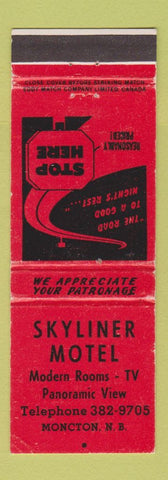 Matchbook Cover - Skyliner Motel Moncton NB WEAR