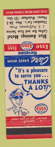 Matchbook Cover - Blue Awnings Motel Wainfleet ON Esso oil gas