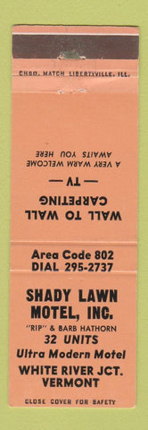 Matchbook Cover - Shady Lawn Motel White River Junction VT