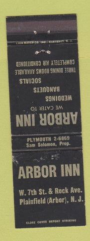 Matchbook Cover - Arbor Inn Plainfield NJ