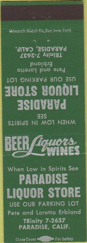 Matchbook Cover - Paradise Liquor Store CA