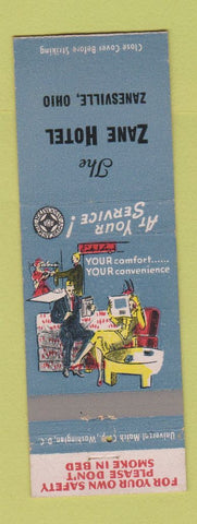 Matchbook Cover - Zane Hotel Zanesville OH
