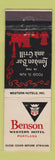 Matchbook Cover - Benson Western Hotel Portland OR London Bar Grill
