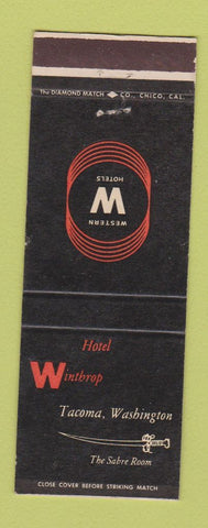 Matchbook Cover - Hotel Winthrop Tacoma WA The Sabre Room Western Hotels
