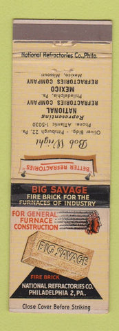 Matchbook Cover - Big Savage Fire Brick Philadelphia PA