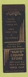 Matchbook Cover - Bud's Liquor Store Venice CA