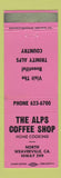 Matchbook Cover - Alps Coffee Shop Weaverville CA