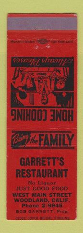 Matchbook Cover - Garrett's Restaurant Woodland CA