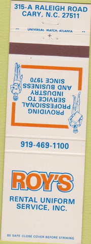 Matchbook Cover - Roy's Uniform Rental Cary NC