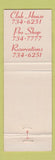 Matchbook Cover - Elmira Country Club Elmira NY