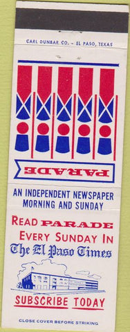 Matchbook Cover - Parade Magazine El Paso Times newspaper TX