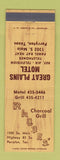 Matchbook Cover - Great Plains Motel Perryton TX Rhode's Charcoal Grill