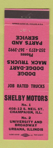 Matchbook Cover - Shelby Motors Dodge Mack Trucks Urbana IL Champaign