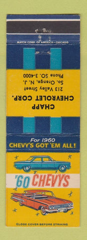 Matchbook Cover - Chapp Chevrolet Corp South Orange NJ 1960