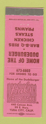 Matchbook Cover - Hals Grubstake Yuba City CA hamburgers