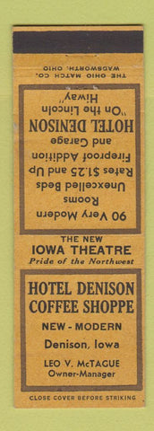 Matchbook Cover - Hotel Denison Coffee Shop Denison IA