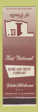 Matchbook Cover - First National Bank Vinita OK