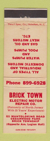 Matchbook Cover - Brick Town Electric Motor Brick Township NJ