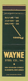 Matchbook Cover - Wayne Steel Elizabeth NJ
