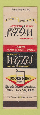 Matchbook Cover - WGBS Radio Smoke King Vending Miami FL