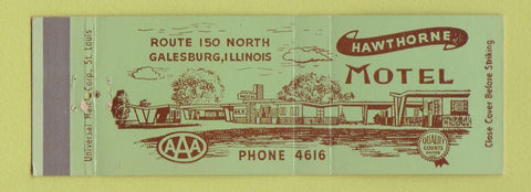 Matchbook Cover - Hawthorne Motel Galesburg IL Full Length