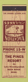 Matchbook Cover - Pines Resort Deer River MN