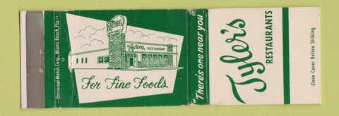 Matchbook Cover - Tyler's Restaurants Coral Gables Miami FL WEAR