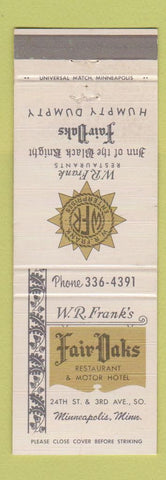 Matchbook Cover - Fair Oaks Restaurant Minneapolis MN