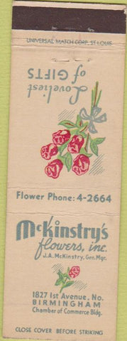 Matchbook Cover - McKinstry's Flowers Birmingham AL