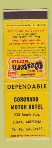 Matchbook Cover - Coronado Motor Hotel  Yuma AZ Best Western