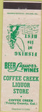 Matchbook Cover - Coffee Creek Liquor Store CA