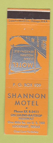 Matchbook Cover - Shannon Motel Lockhart TX