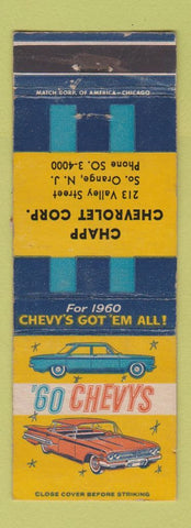 Matchbook Cover - Chapp Chevrolet South Orange NJ 1960 #2 WEAR