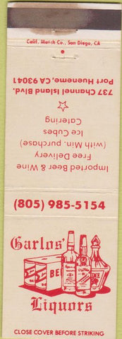 Matchbook Cover - Carlos' Liquors Port Hueneme CA