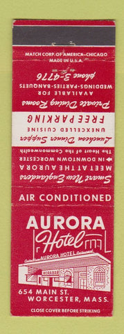 Matchbook Cover - Aurora Hotel Worcester MA